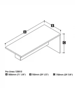 Bestar Pro-Linea 72W Return Table, Walnut Grey