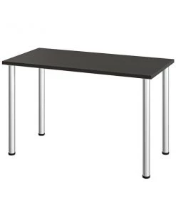 Bestar Universel 48W Table Desk with Round Metal Legs, Deep Grey