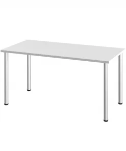 Bestar Universel 60W Table Desk with Round Metal Legs, White