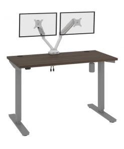 Bestar Upstand 48W x 24D Standing Desk with Dual Monitor Arm in antigua