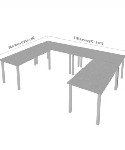 Bestar Universel Four 60W x 30D Table Desks with Square Metal Legs in black