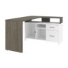 Bestar Equinox 57W 56W L-Shaped Desk, Walnut Grey & White
