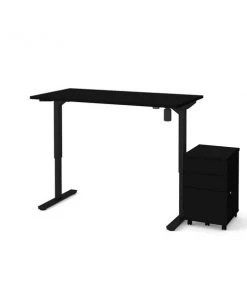 Bestar Universel 60W x 30D Standing Desk with Assembled Mobile Pedestal, Black