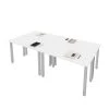 Bestar Universel Four 48W x 24D Table Desks with Square Metal Legs in white