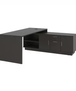 Bestar Equinox 72W L-Shaped Office Desk, Deep Grey