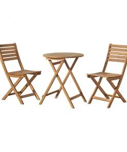Alaterre Furniture Cabot Folding Table and Chair Set - Round Table and 2 Chairs