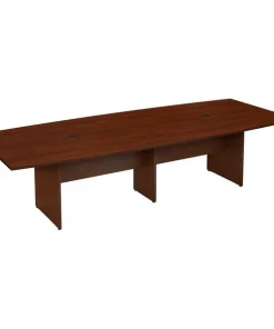 Bush Business Furniture 120W x 48D Boat Shaped Conference Table W/ Wood Base in Hansen Cherry