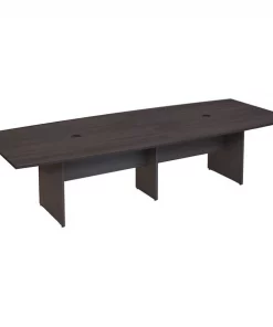 Bush Business Furniture 120W x 48D Boat Shaped Conference Table W/ Wood Base in Storm Gray