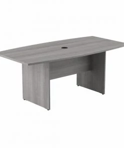 Bush Business Furniture 72W x 36D Boat Shaped Conference Table W/ Wood Base in Platinum Gray