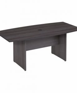 Bush Business Furniture 72W x 36D Boat Shaped Conference Table W/ Wood Base in Storm Gray