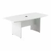 Bush Business Furniture 72W x 36D Boat Shaped Conference Table W/ Wood Base in White