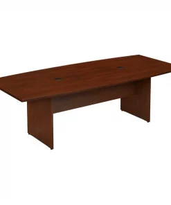 Bush Business Furniture 96W x 42D Boat Shaped Conference Table W/ Wood Base in Hansen Cherry