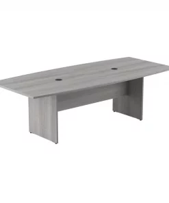 Bush Business Furniture 96W x 42D Boat Shaped Conference Table W/ Wood Base in Platinum Gray