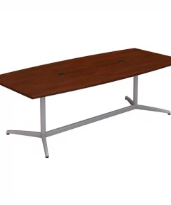 Bush Business Furniture 96W x 42D Boat Shaped Conference Table W/ Metal Base in Hansen Cherry