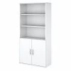 Bush Business Furniture Easy Office 5 Shelf Bookcase W/ Doors in Pure White