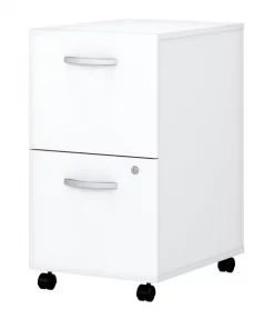 Bush Business Furniture Easy Office 2 Drawer Mobile File Cabinet in Pure White - Assembled