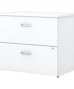 Bush Business Furniture Easy Office 2 Drawer Lateral File Cabinet in Pure White - Assembled