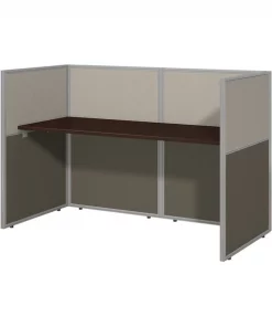Bush Business Furniture Easy Office 60W Cubicle Desk Workstation W/ 45H Closed Panels, Mocha Cherry