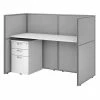 Bush Business Furniture Easy Office 60W Cubicle Desk W/ File Cabinet and 45H Closed Panels Workstation, Pure White