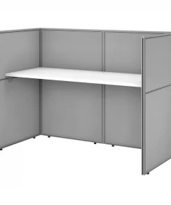 Bush Business Furniture Easy Office 60W Cubicle Desk Workstation W/ 45H Closed Panels, Pure White