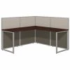 Bush Business Furniture Easy Office 60W L Shaped Cubicle Desk Workstation W/ 45H Panels, Mocha Cherry
