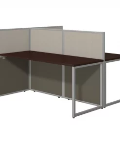Bush Business Furniture Easy Office 60W 2 Person Cubicle Desk Workstation W/ 45H Panels, Mocha Cherry
