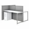 Bush Business Furniture Easy Office 60W 2 Person Cubicle Desk W/ File Cabinets and 45H Panels, Pure White