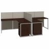 Bush Business Furniture Easy Office 60W 2 Person L Shaped Cubicle Desk W/ Drawers and 45H Panels, Mocha Cherry