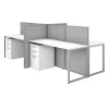 Bush Business Furniture Easy Office 60W 4 Person Cubicle Desk W/ File Cabinets and 45H Panels, Pure White