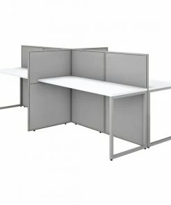 Bush Business Furniture Easy Office 60W 4 Person Cubicle Desk Workstation W/ 45H Panels, Pure White