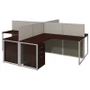 Bush Business Furniture Easy Office 60W 4 Person L Shaped Cubicle Desk W/ Drawers and 45H Panels, Mocha Cherry
