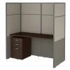 Bush Business Furniture Easy Office 60W Cubicle Desk W/ File Cabinet and 66H Closed Panels Workstation, Mocha Cherry