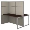 Bush Business Furniture Easy Office 60W 2 Person Cubicle Desk Workstation W/ 66H Panels, Mocha Cherry