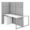 Bush Business Furniture Easy Office 60W 2 Person Cubicle Desk W/ File Cabinets and 66H Panels, Pure White