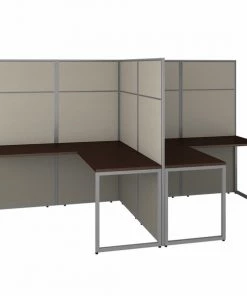 Bush Business Furniture Easy Office 60W 2 Person L Shaped Cubicle Desk Workstation W/ 66H Panels, Mocha Cherry