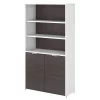 Bush Business Furniture Jamestown 5 Shelf Bookcase W/ Doors in White and Storm Gray