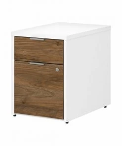 Bush Business Furniture Jamestown 2 Drawer File Cabinet in White and Fresh Walnut - Assembled