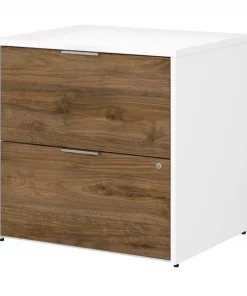 Bush Business Furniture Jamestown 2 Drawer Lateral File Cabinet, White and Fresh Walnut - Assembled