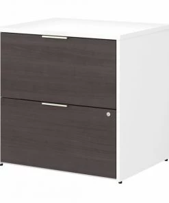 Bush Business Furniture Jamestown 2 Drawer Lateral File Cabinet, White and Storm Gray - Assembled