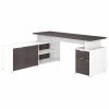 Bush Business Furniture Jamestown 72W L Shaped Desk W/ Drawers in White and Storm Gray