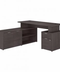 Bush Business Furniture Jamestown 60W L Shaped Desk W/ Drawers in Storm Gray