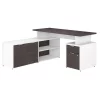 Bush Business Furniture Jamestown 60W L Shaped Desk W/ Drawers in White and Storm Gray