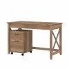 Bush Furniture Key West 48W Writing Desk W/ 2 Drawer Mobile File Cabinet, Reclaimed Pine