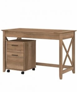 Bush Furniture Key West 48W Writing Desk W/ 2 Drawer Mobile File Cabinet, Reclaimed Pine