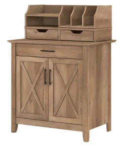 Bush Furniture Key West Secretary Desk W/ Storage and Desktop Organizers, Reclaimed Pine