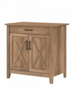 Bush Furniture Key West Secretary Desk W/ Keyboard Tray and Storage Cabinet, Reclaimed Pine