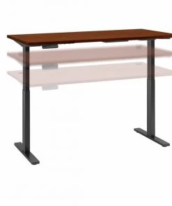 Bush Business Furniture Move 60 Series by 72W x 30D Height Adjstbl Standing Desk, Hansen Cherry W/ Black Base