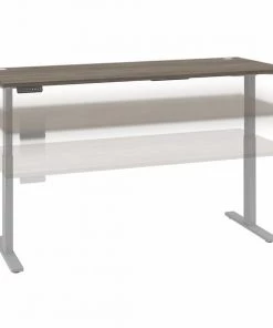 Bush Business Furniture Move 60 Series by 72W x 30D Height Adjstbl Standing Desk, Modern Hickory W/ Cool Gray