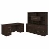 Bush Business Furniture Office 500 72W x 36D Executive Desk W/ Drawers, Lateral File Cabinets and Hutch, Black Walnut