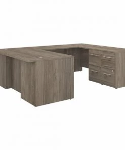 Bush Business Furniture Office 500 72W U Shaped Executive Desk W/ Drawers in Modern Hickory
